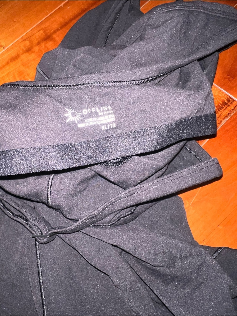 Aerie ae Black Scoop Neck Jumpsuit Sleek Flared Leg wide xl sporty athleisure co - Picture 8 of 8